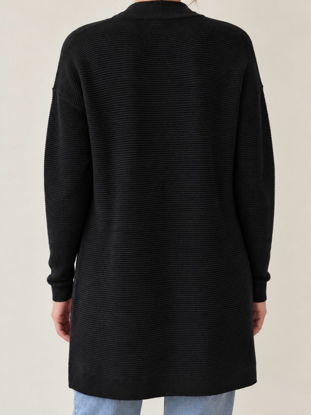 ZARA Black Long Ribbed Open-Front Cardigan - Picture 4 of 6